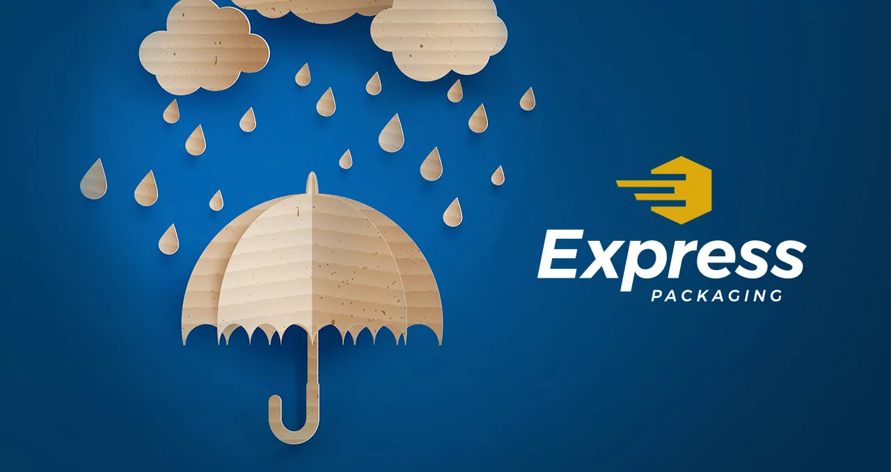 cardboard umbrella and express logo