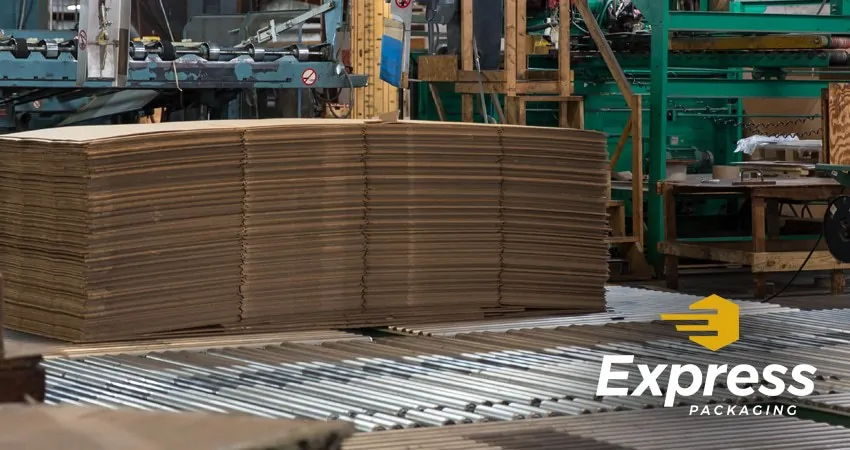 flat cardboard boxes in warehouse