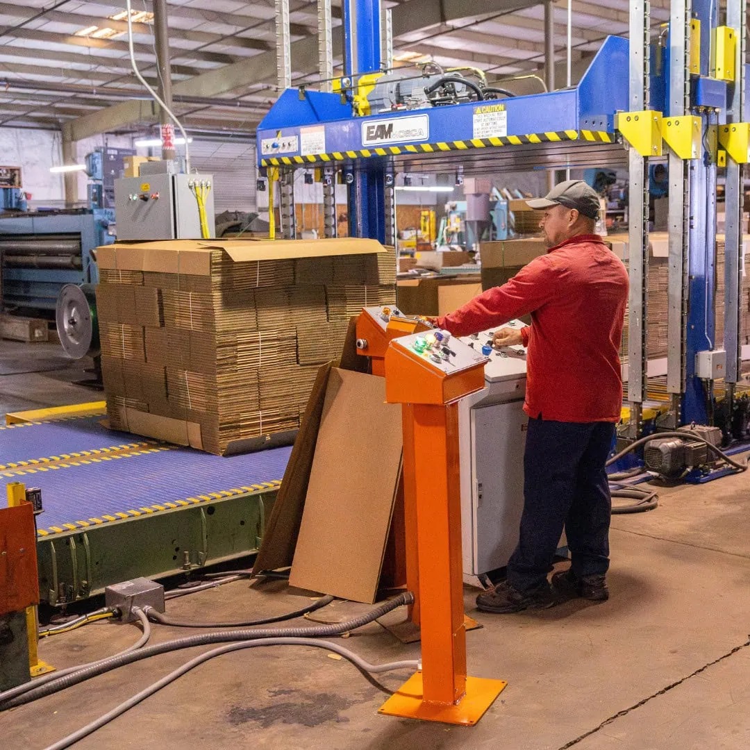 employee working on a machine