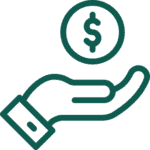 graphic of hand with palm up and a coin floating above it