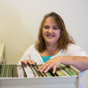 woman with file cabinet