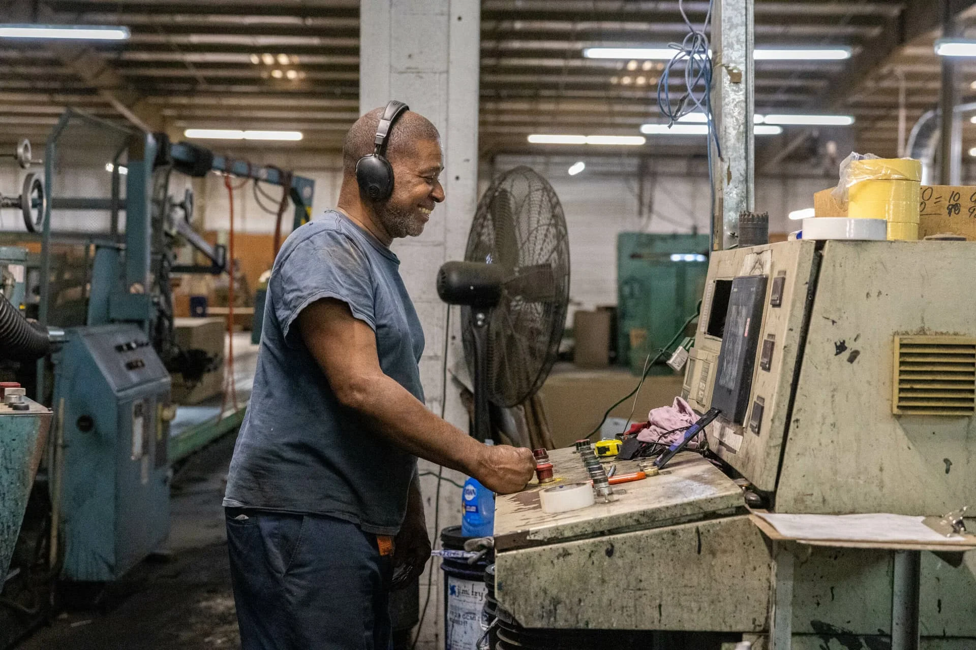 man working on machine